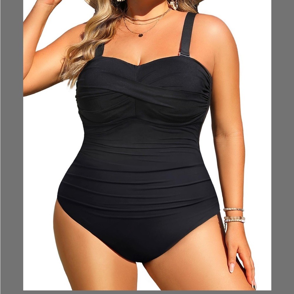 Aqua Eve Womens Plus Size One Piece Swimsuit - Ruched Tummy Control Bathing Suit